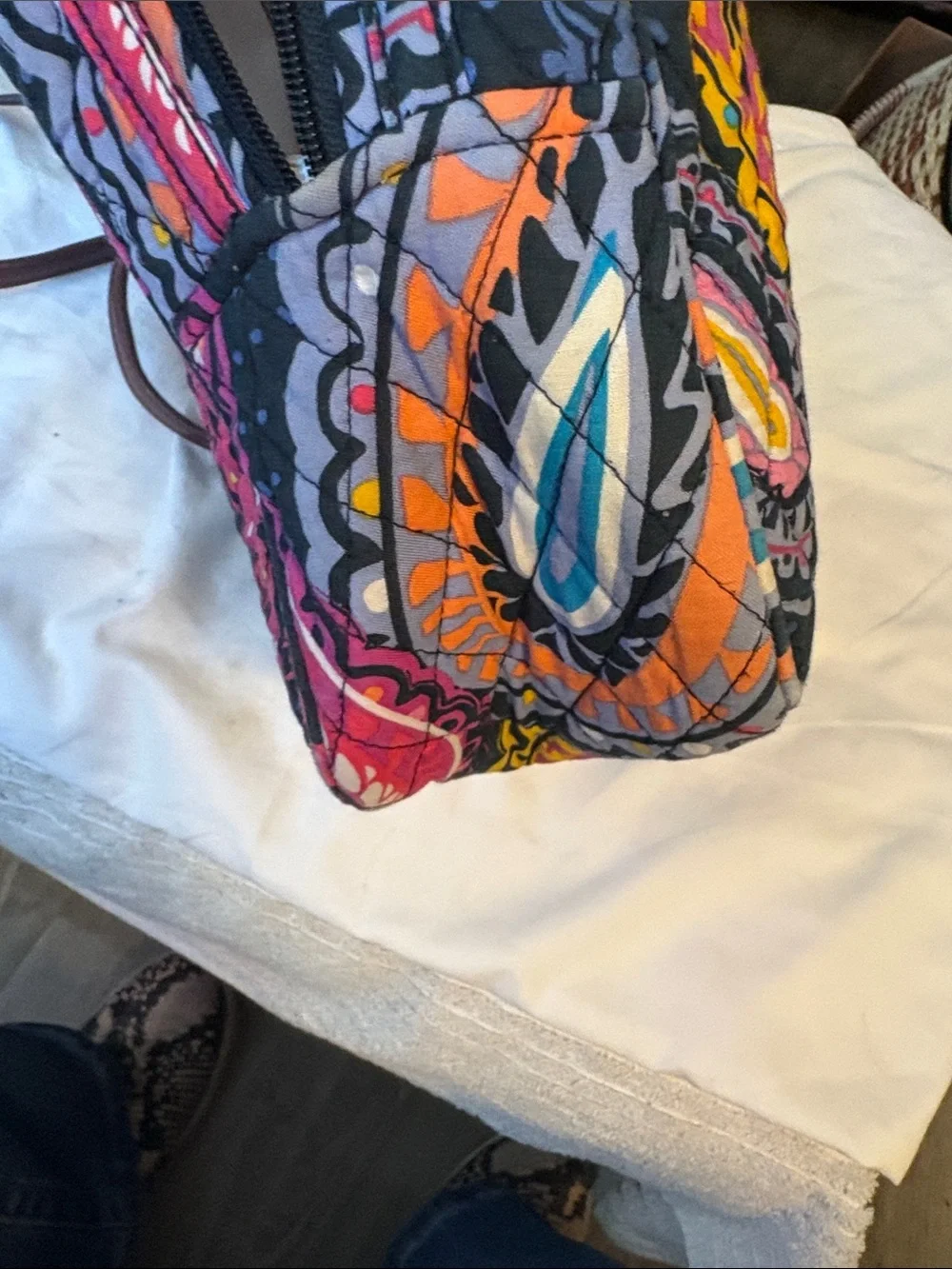 Vera Bradley Quilted Paisley lunch purse in Black with Bright Multicolor Accents